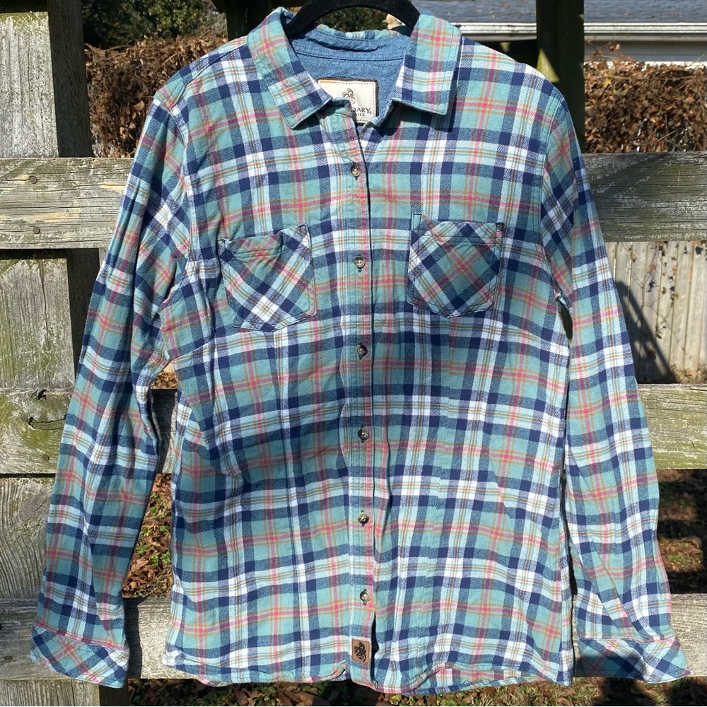 Teal/blue 100% Cotton Flannel Shirt